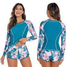 Long Sleeved Swimwear, Beach Round Neck Pullover, Boxer Shorts, Split Surfing Swimsuit, Sun Protection, Surfing Suit