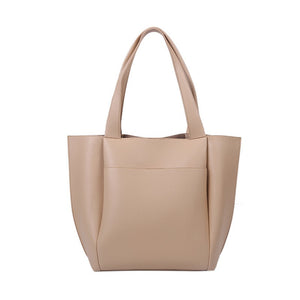 Large Capacity Handbag Women's Bag Solid Color Sewn Simple One Shoulder Tote Bag
