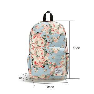 White Flower Women Backpack 花柄防水背包