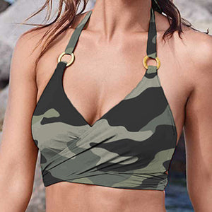 New Camouflage Triangle Boxer Drawstring Sexy Sleeveless Bikini Women's Swimwear Swimwear