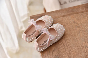 Bling Bling Baby Girl Butterfly Ribbon Shoes with Imitation Pearl 仿珍珠蝴蝶結女童鞋