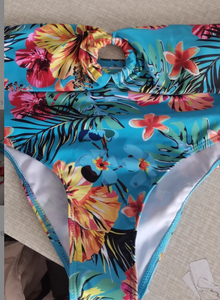Swimming River Swimwear Long Sleeve Cover Up Split Three Piece Set Printed Sexy Swimwear Women's Bikini