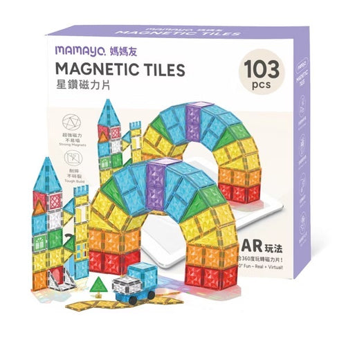 台灣媽媽友MAMAYO Kids Magnetic Tiles-彩虹樂園豪華組(103pcs，附VR雲端教學)